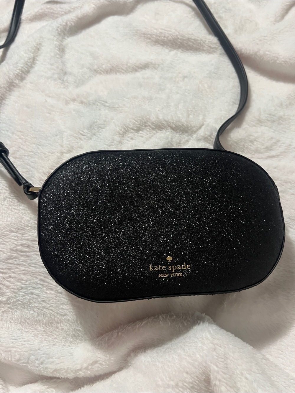 kate spade black glitter oval crossbody bag